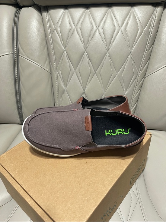 KURU PACE Men\'s Slip-On Canvas Loafer in Gray with Brown Accents main image 6